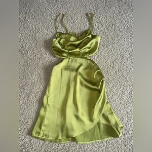SHEIN Green Cutout Silk Dress